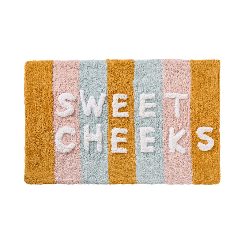Sweet Cheeks Mustard Multi Stripe Bath Mat