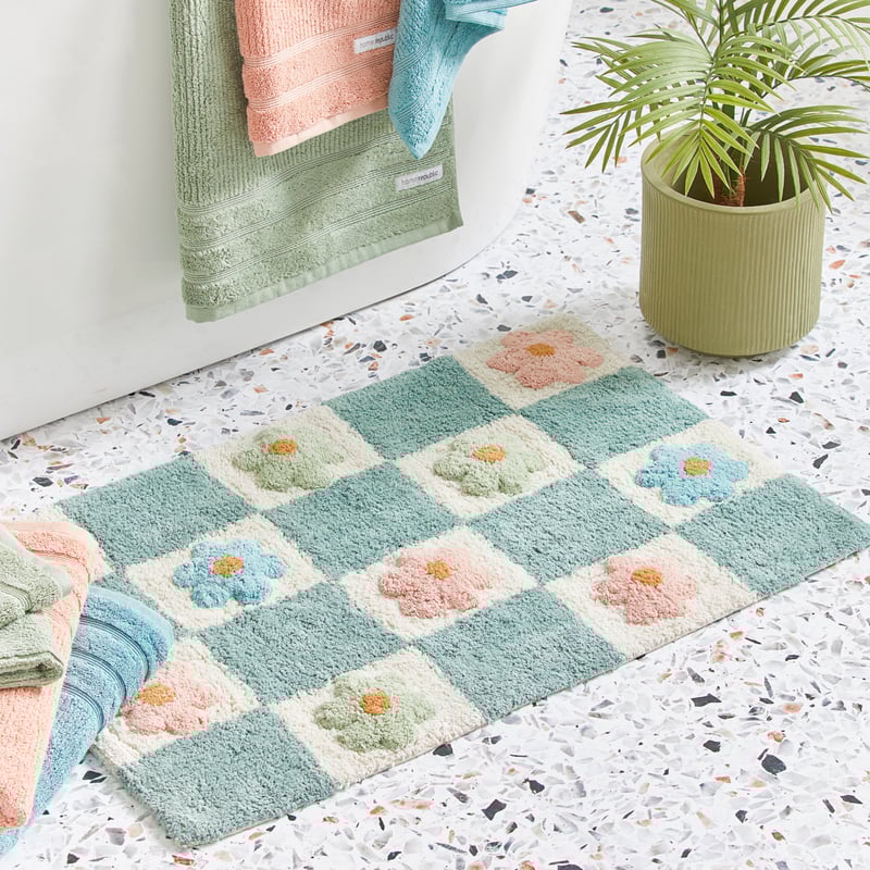Daisy Check Seagrass Multi Bath Mat