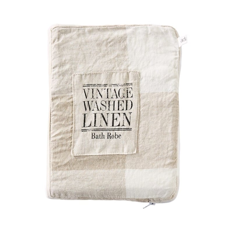 Vintage Washed Linen Large Linen Check Robe