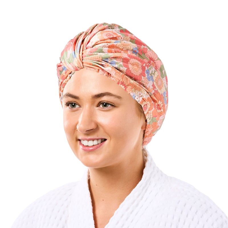 Printed Retro Floral Pink Shower Cap