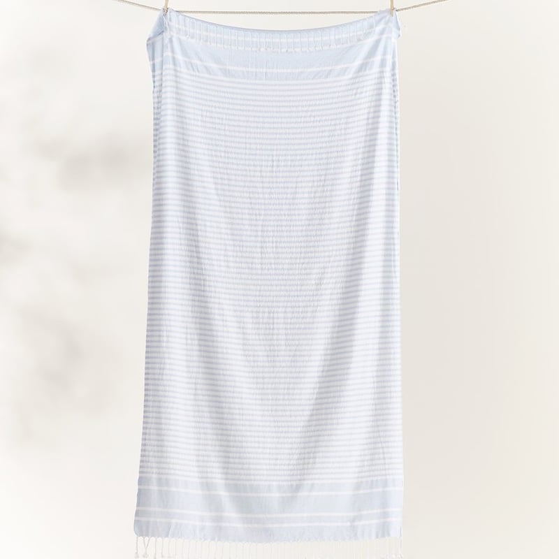 European Turkish Peshtemal Soft Blue Stripe Beach Towel