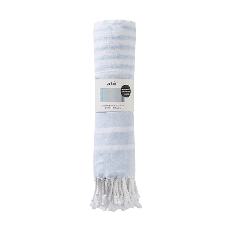 European Turkish Peshtemal Soft Blue Stripe Beach Towel