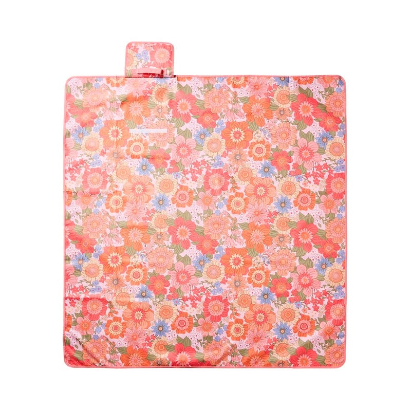 Retro Floral Pink Picnic Rug
