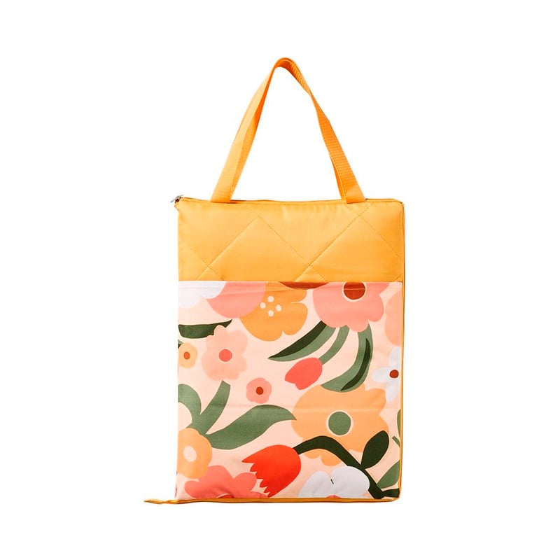 Golden Floral Check Large Picnic Rug