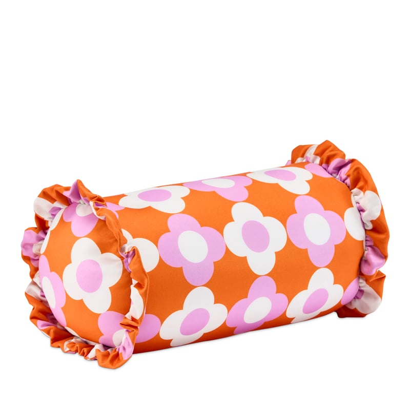 Retro Grid Daisy Cylinder Beach Pillow