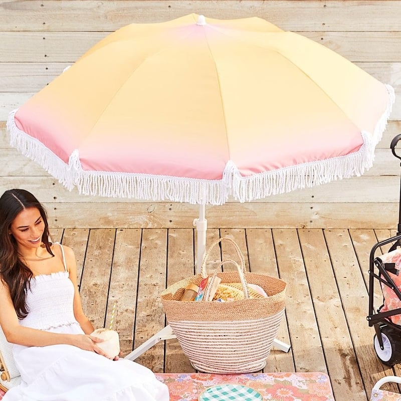 Yellow & Coral Ombre Beach Umbrella