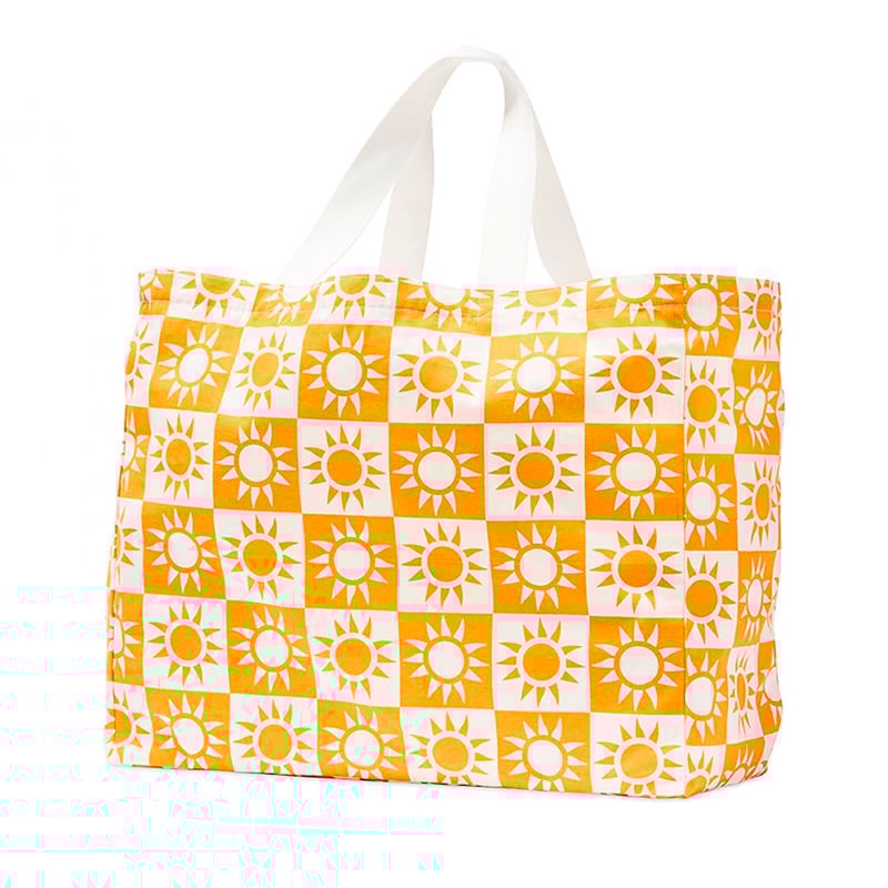 Sun Check Canvas Beach Bag