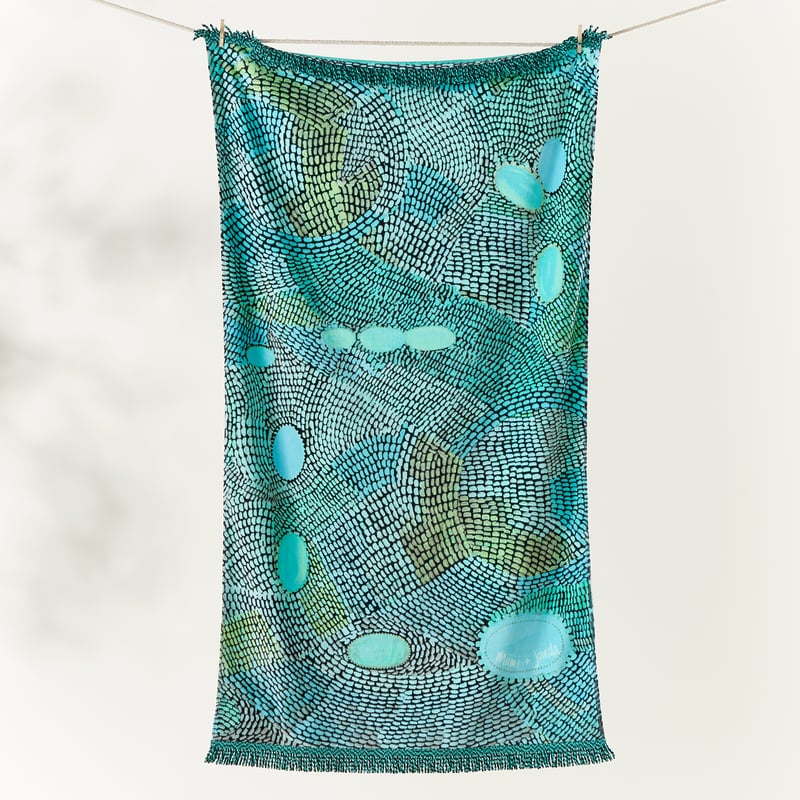 Mimi & Jiinda Lowanna Aqua Velour Beach Towel
