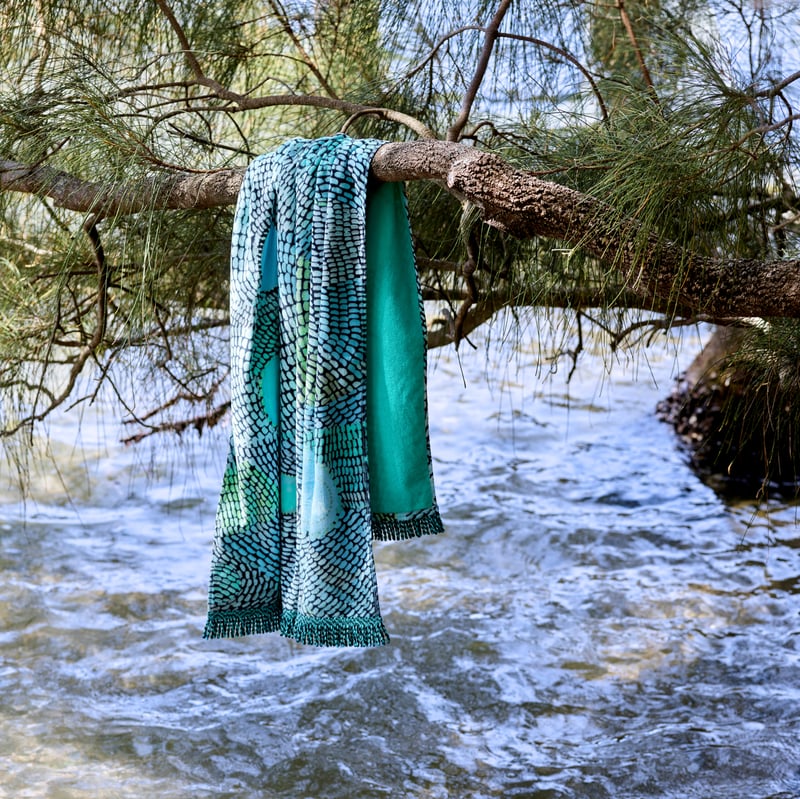 Mimi & Jiinda Lowanna Aqua Velour Beach Towel