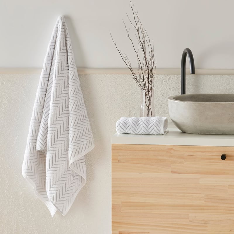 Mimosa White Textured Towel Range