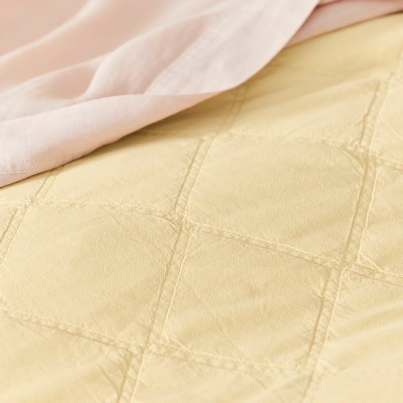 Stonewashed Cotton Dusty Lemon Quilted Coverlet Separates