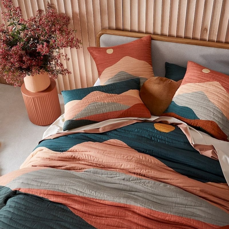 Maus Haus Dark Green Night Sky Quilted Coverlet 