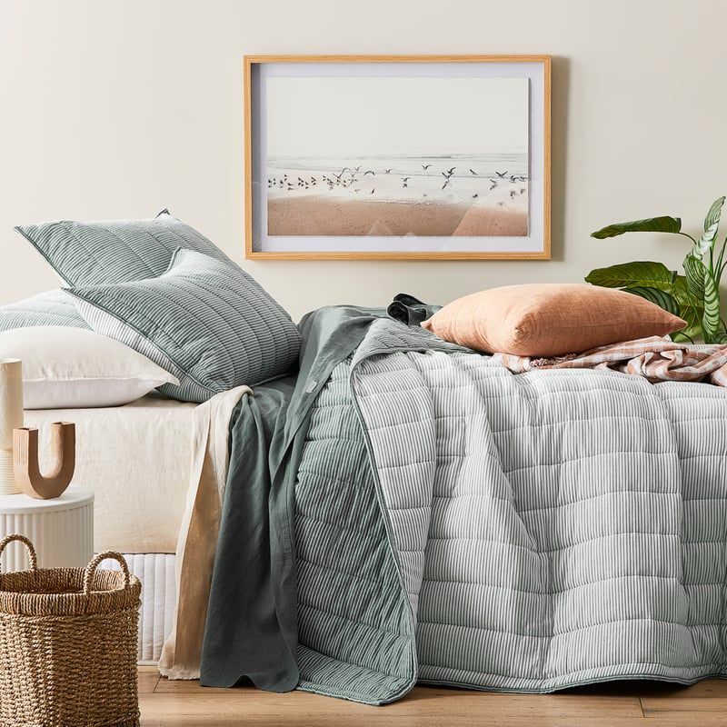 Cove Cypress Quilted Coverlet + Pillowcases