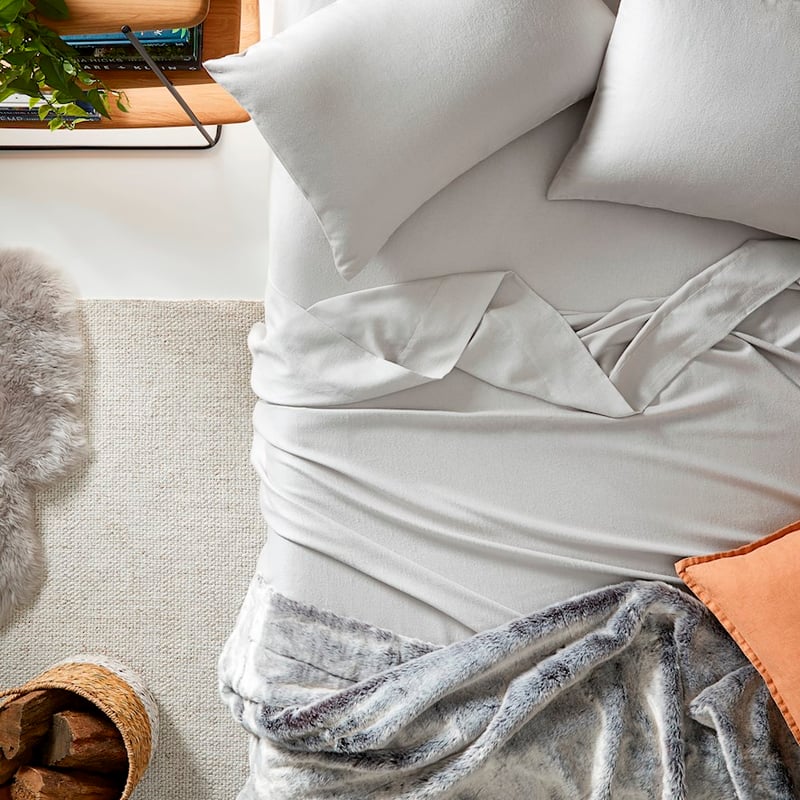 Luxury Silver Flannelette Sheet Set + Pillowcases