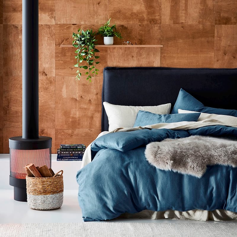 Luxury Steel Blue Flannelette Quilt Cover Set + Pillowcases