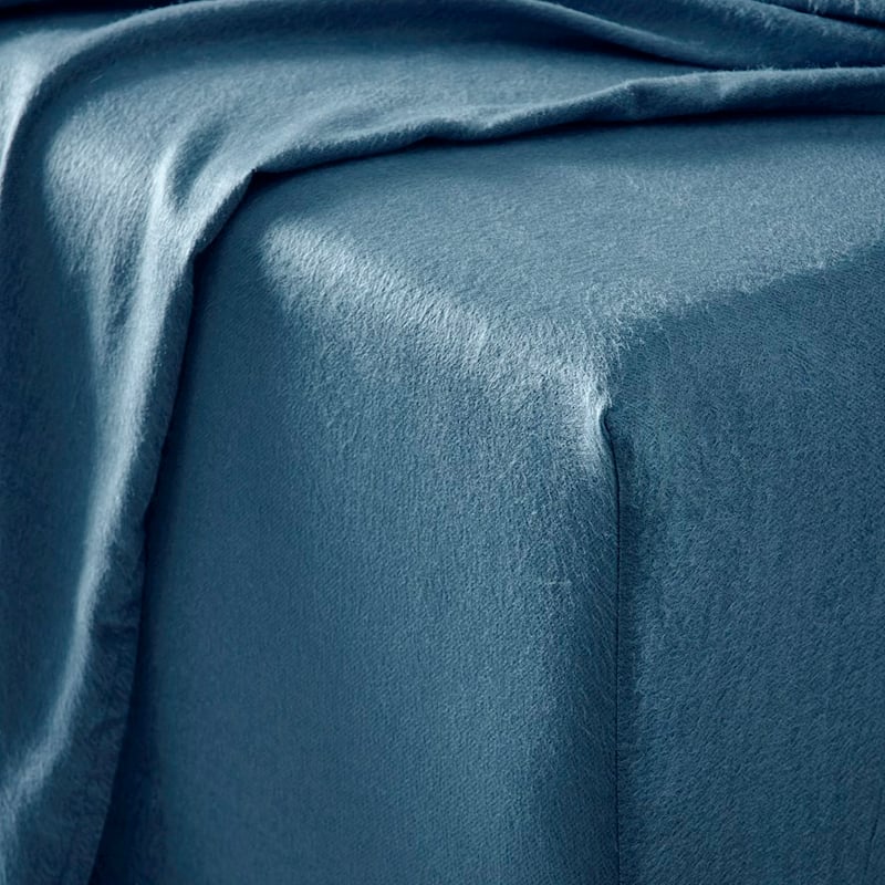 Luxury Steel Blue Flannelette Sheet Set + Pillowcases