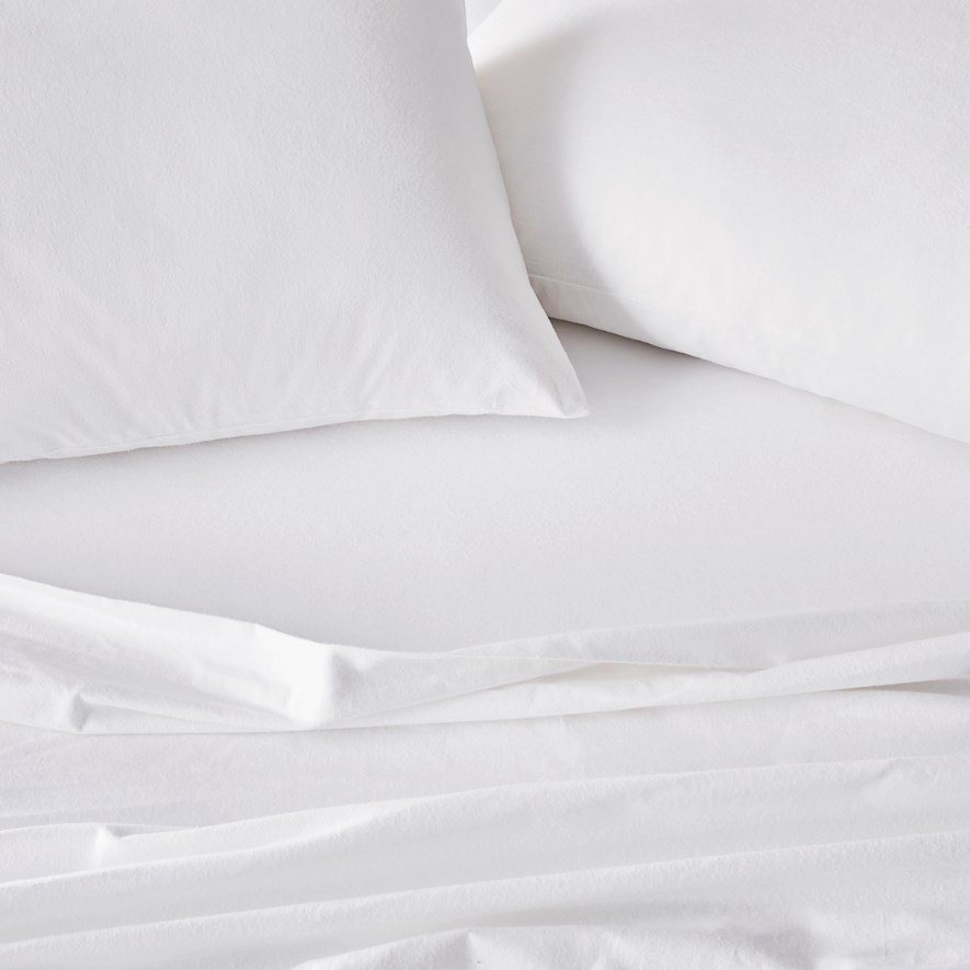 Flannelette White Sheet Set + Pillowcases
