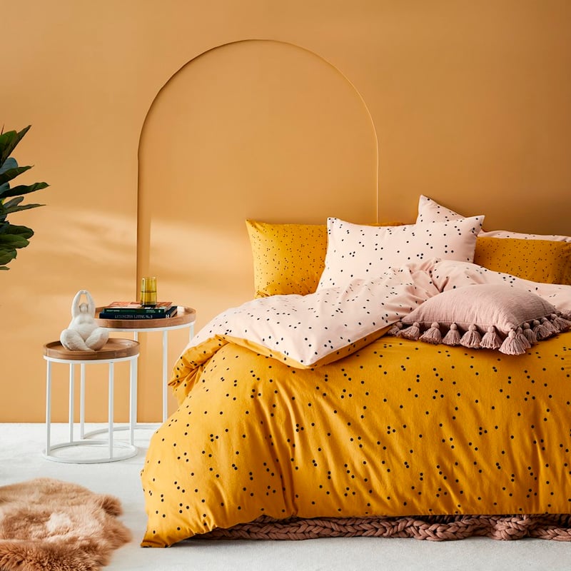 Printed Pink Spot Flannelette Quilt Cover Set + Pillowcases