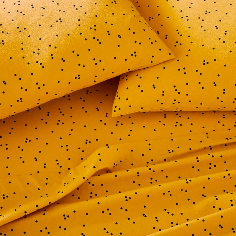 Printed Mustard Spot Flannelette Sheet Set + Pillowcases