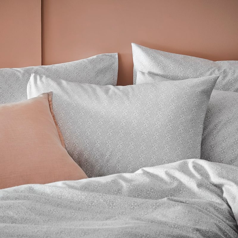 Printed Silver Moroccan Flannelette Quilt Cover Set + Pillowcases