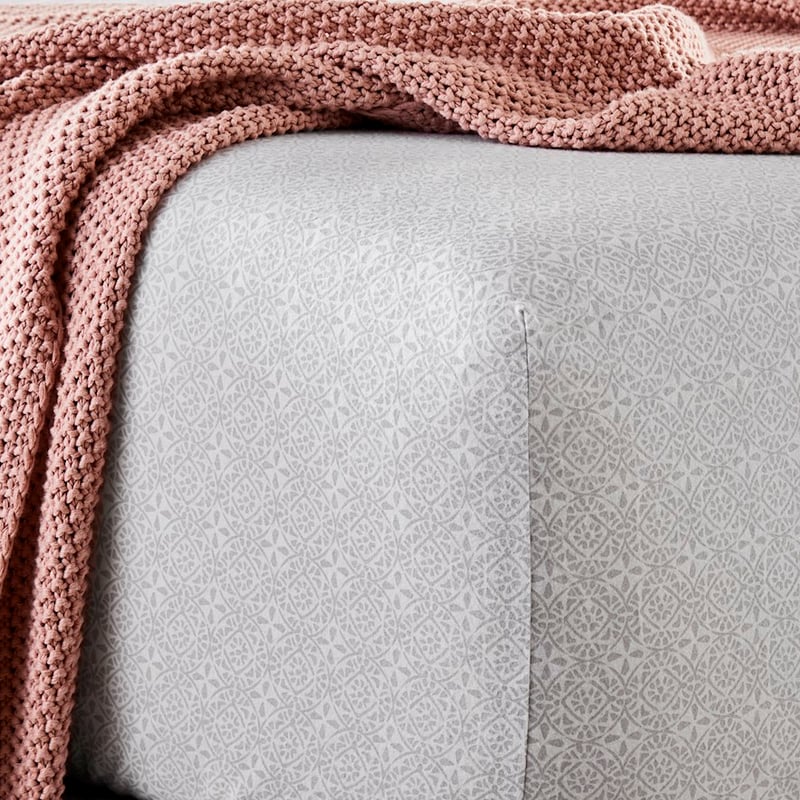 Printed Silver Moroccan Flannelette Sheet Set + Pillowcases