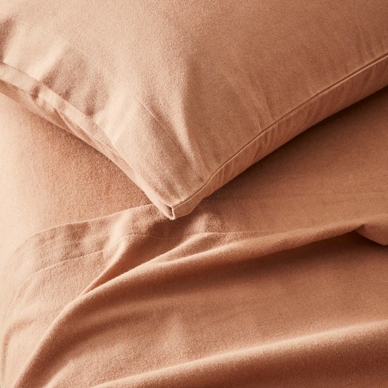 Plain Dyed Clay Flannelette Sheet Set + Pillowcases