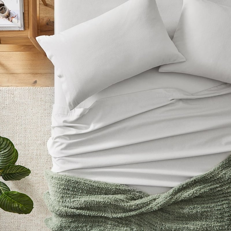 Plain Dyed Grey Flannelette Sheet Set + Pillowcases