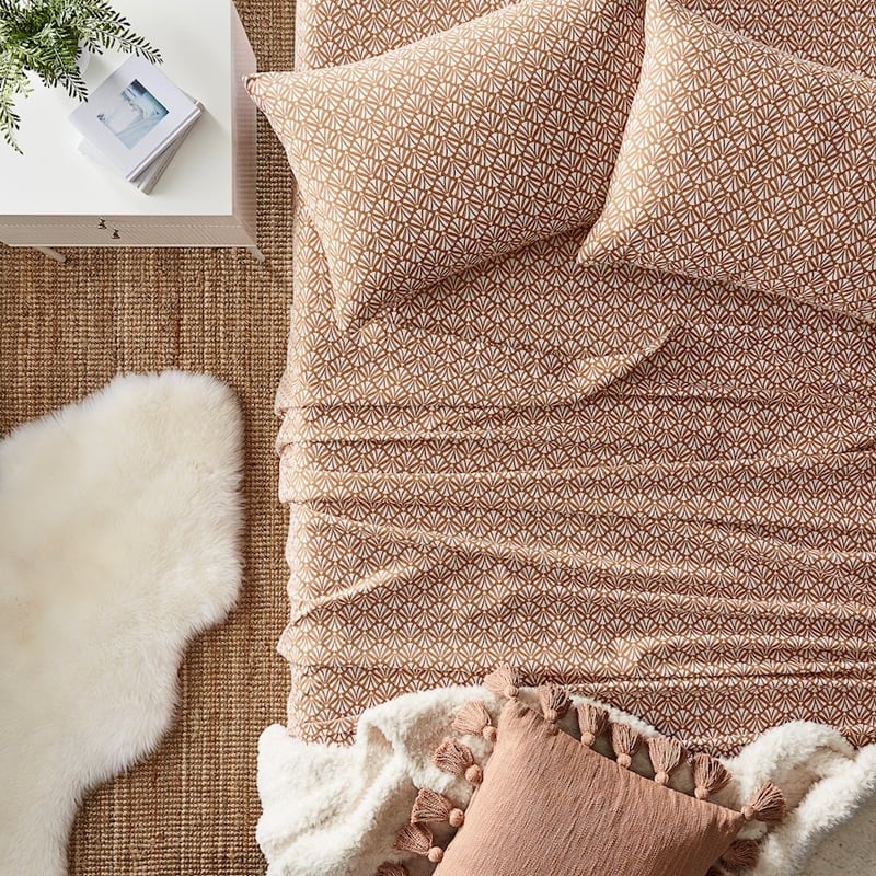 Printed Flannelette Clay Deco Sheet Set + Pillowcases