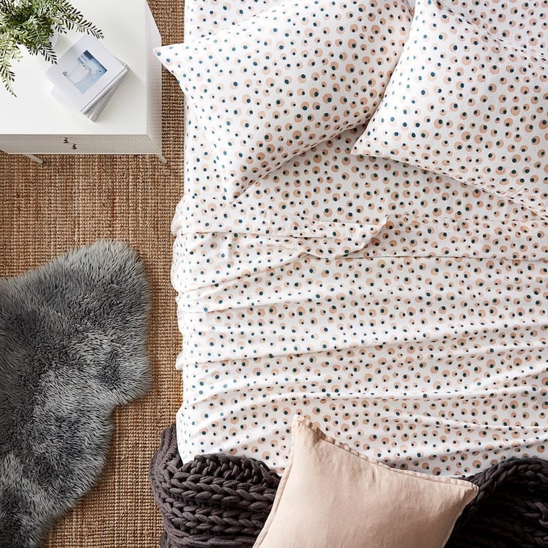 Printed Flannelette Pink Spot Sheet Set + Pillowcases