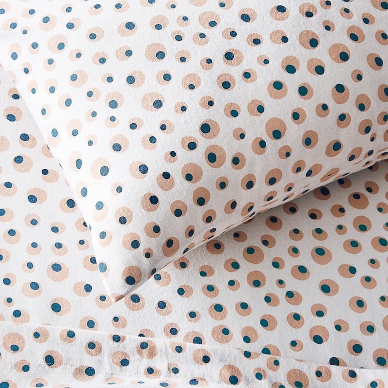 Printed Flannelette Pink Spot Sheet Set + Pillowcases