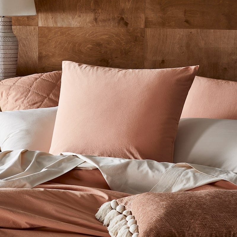Stonewashed Cotton Coral Sand Pillowcases