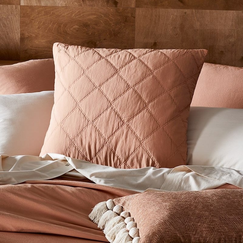 Stonewashed Cotton Coral Sand Quilted Pillowcases