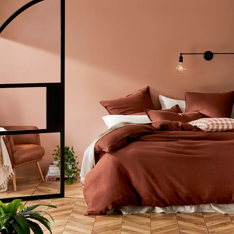 Vintage Washed Linen Pecan Brown Pillowcases