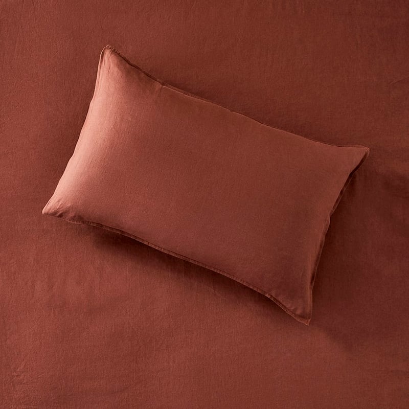 Vintage Washed Linen Pecan Brown Pillowcases
