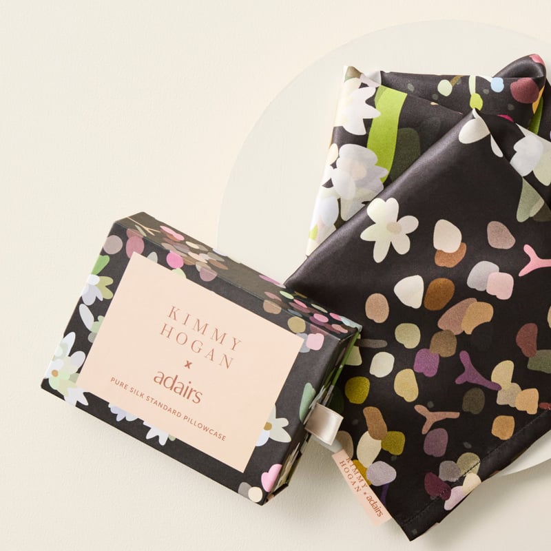 Kimmy Hogan Gathered Midnight Green Pure Silk Printed Pillowcase