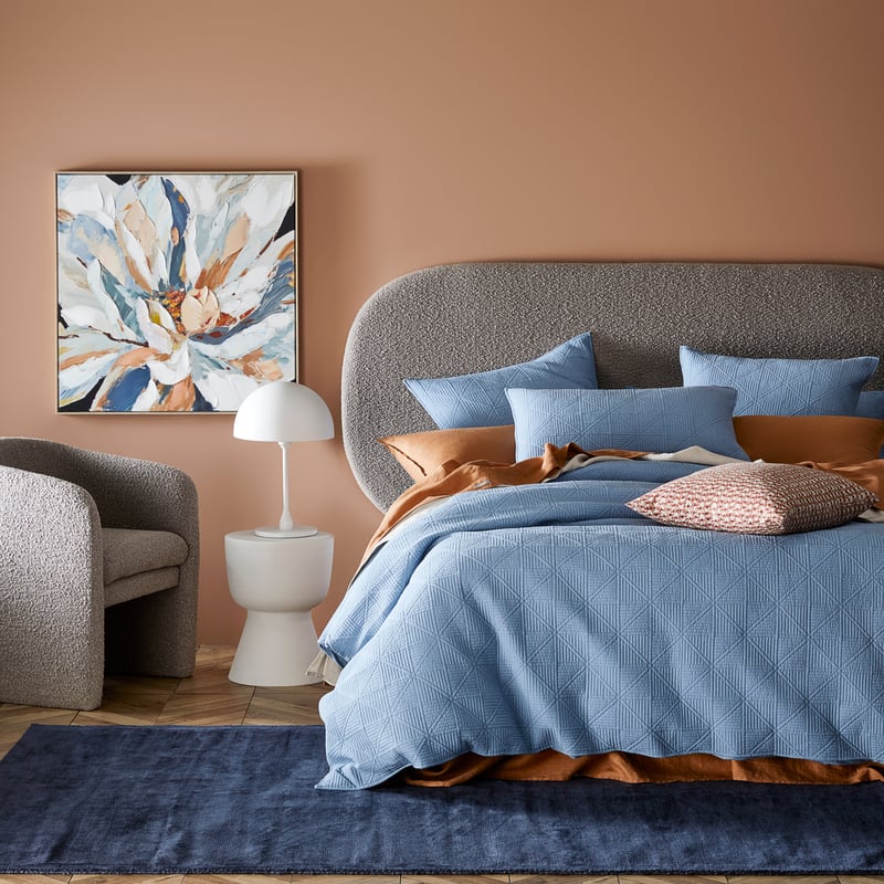 Prism Steel Blue Quilted Quilt Cover + Pillowcases