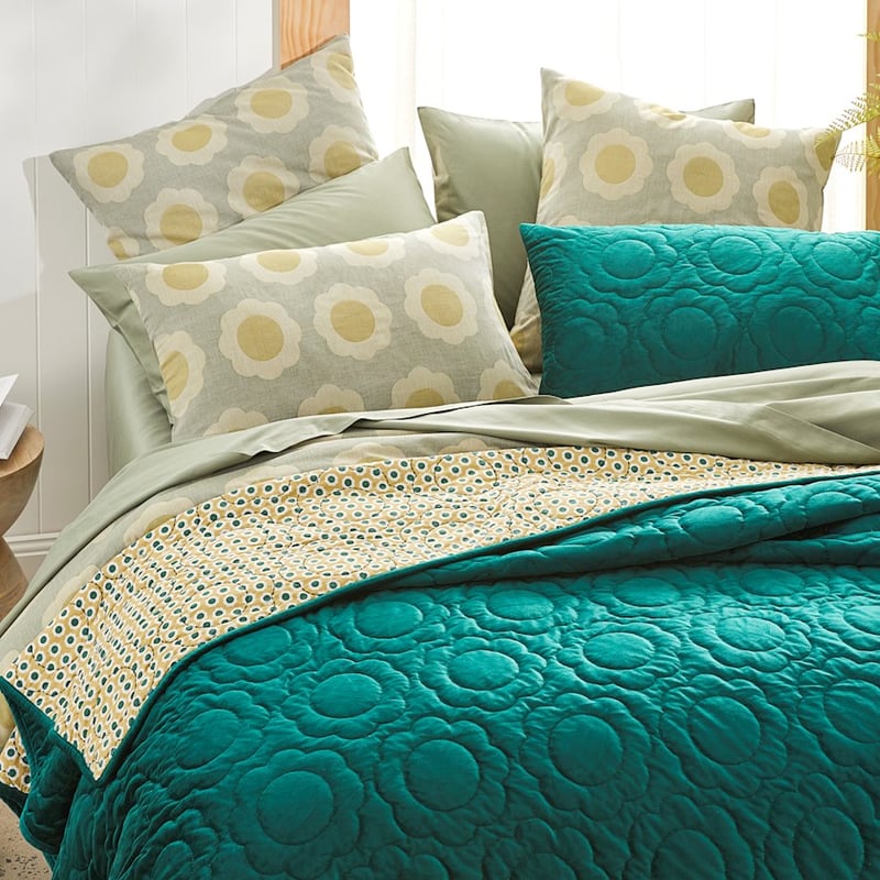 Flowerburst Green Quilt Cover Set + Separates