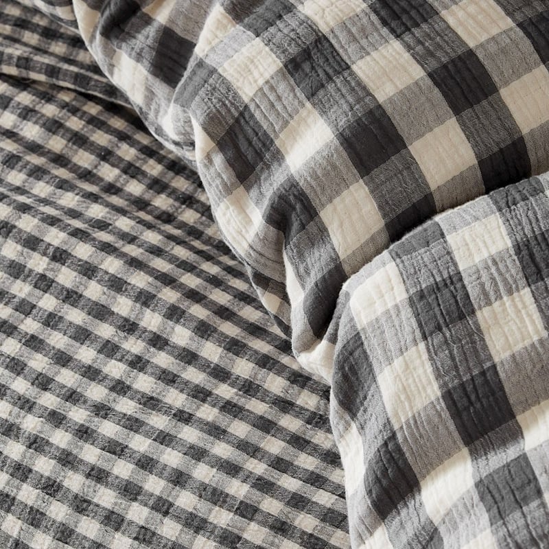 New York Black Check Quilt Cover + Pillowcases