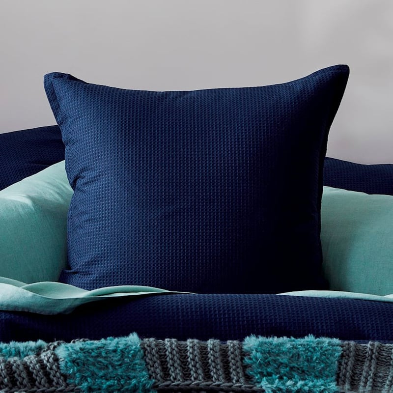 Berlin Navy Waffle Quilt Cover Set + Pillowcases