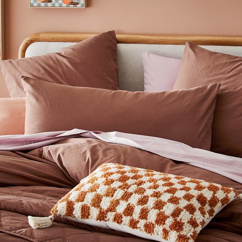 Stonewashed Cotton Mahogany Quilt Cover + Pillowcases