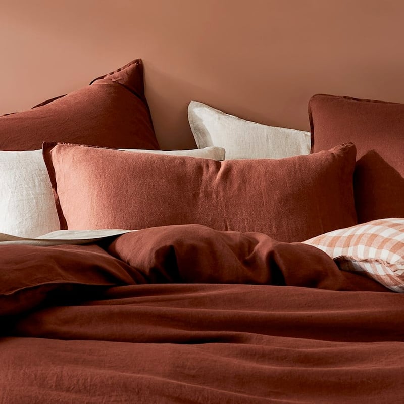 Vintage Washed Linen Pecan Brown Quilt Cover + Pillowcases