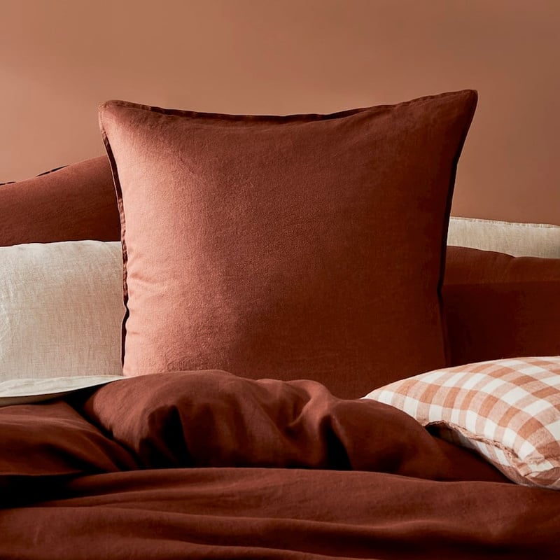 Vintage Washed Linen Pecan Brown Quilt Cover + Pillowcases