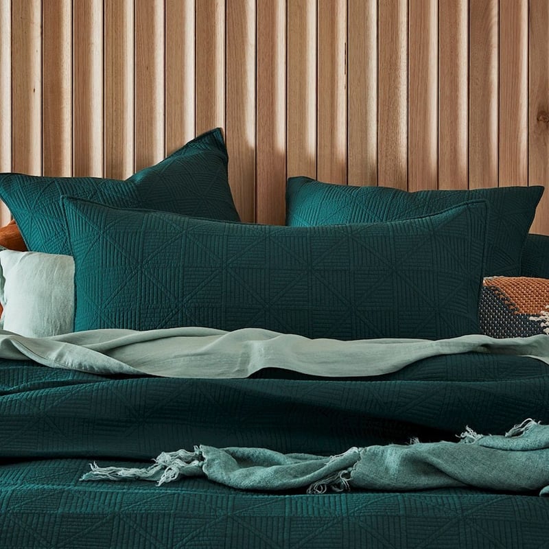 Prism Bottle Green Quilted Quilt Cover + Pillowcases