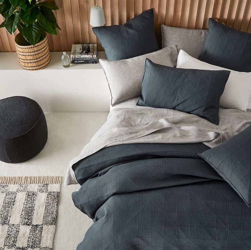 Prism Graphite Quilted Quilt Cover + Pillowcases