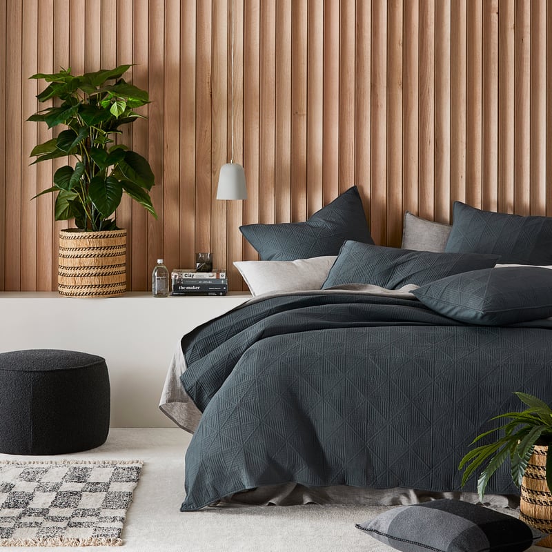Prism Graphite Quilted Quilt Cover + Pillowcases