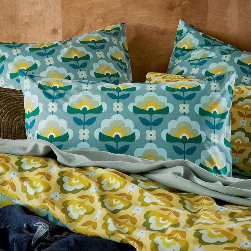 Retro Stems Peacock Quilt Cover Set + Pillowcases