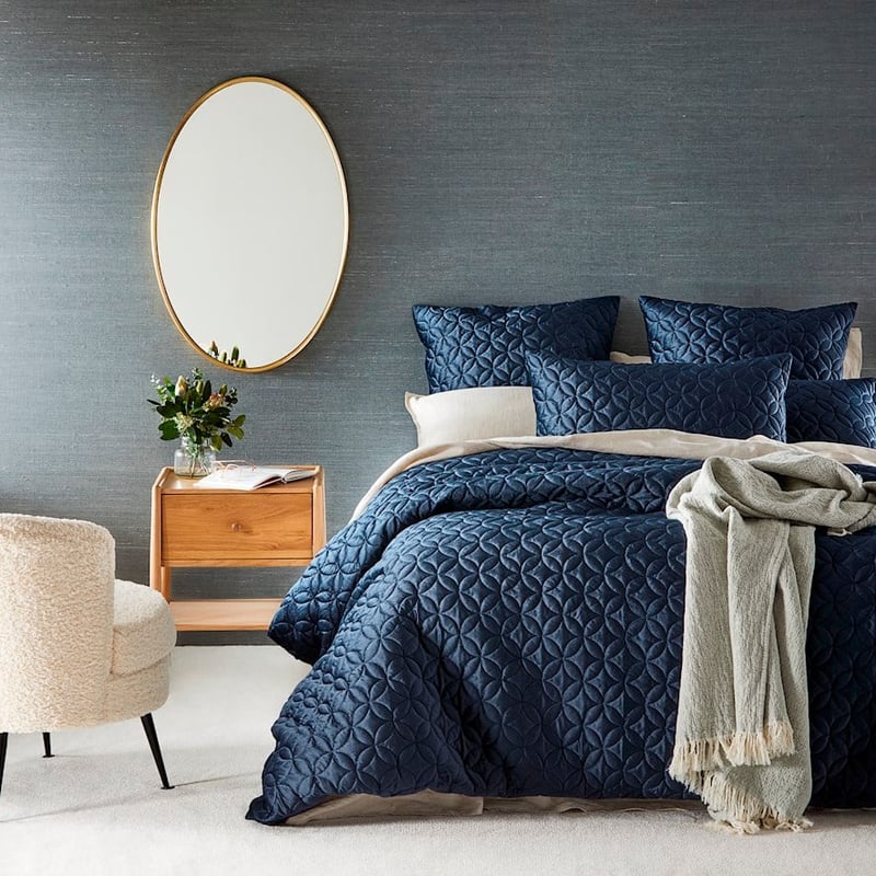 Selma Navy Velvet Quilted Quilt Cover Separates