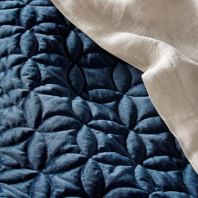 Selma Navy Velvet Quilted Quilt Cover Separates