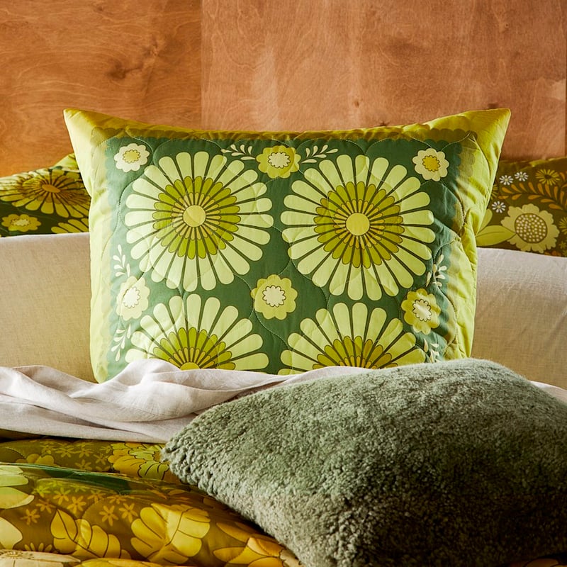 Lime Daisy Quilted Pillowcases