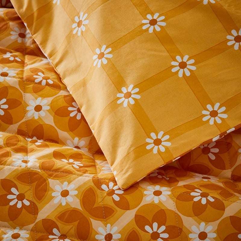 Wilma Mustard Quilted Quilt Cover Separates